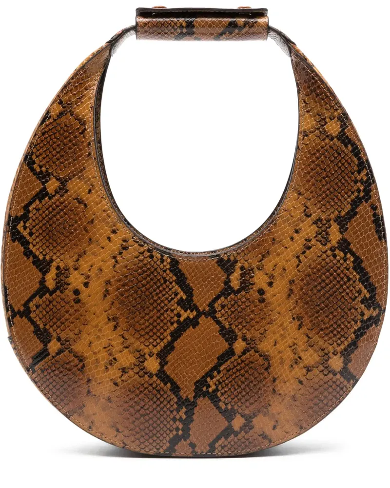 STAUD Moon Tote Bag mit Schlangen-Effekt - Braun Braun