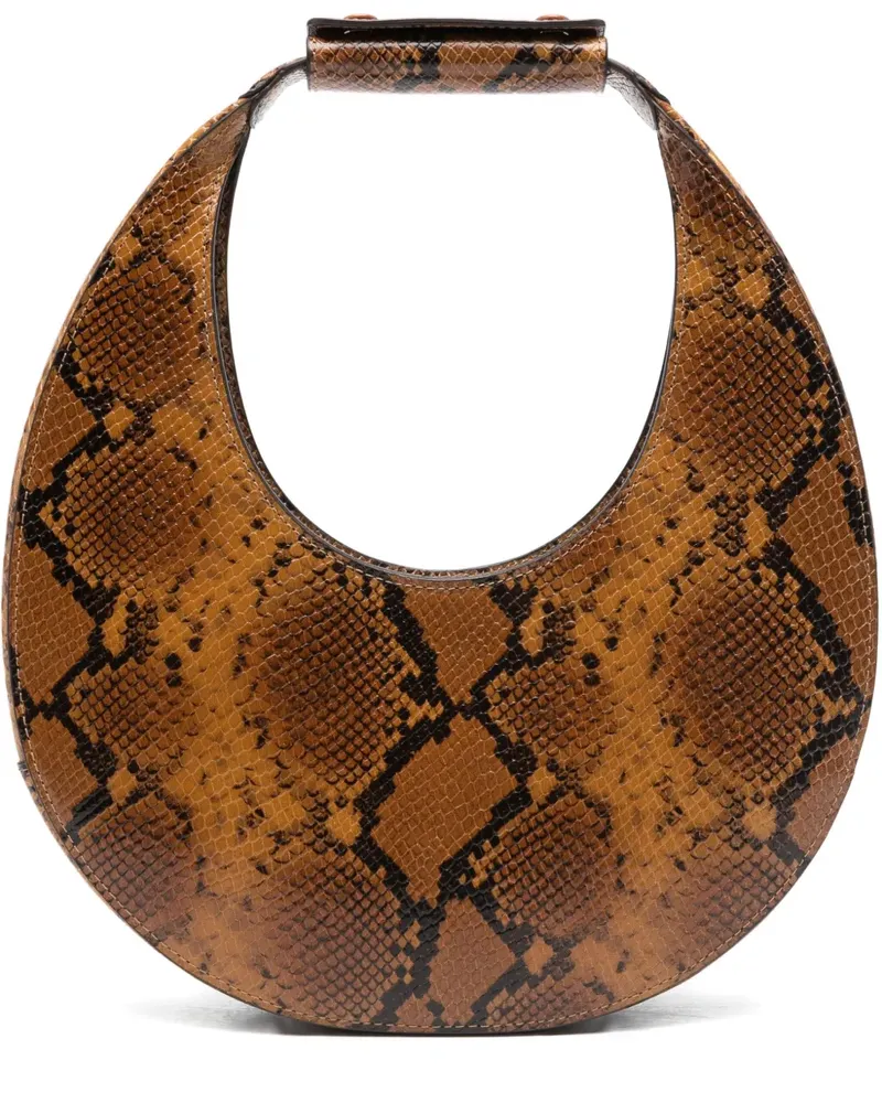 STAUD Moon snakeskin handle tote bag - Braun Braun