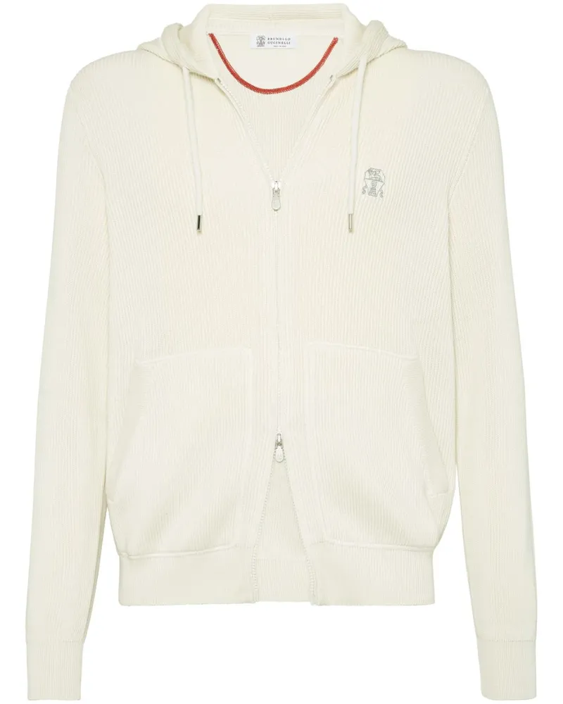 Brunello Cucinelli Gerippter Hoodie - Nude Nude