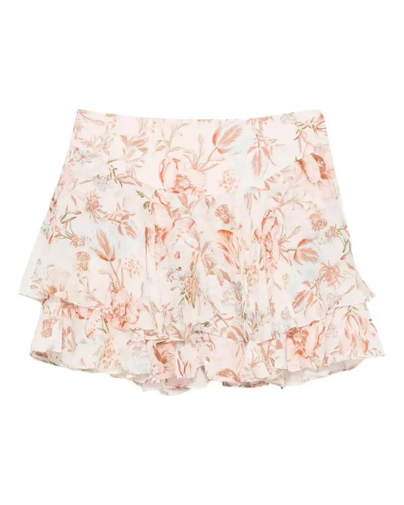 Hemant & Nandita Ezra floral-print ruffled mini skirt - Nude Nude
