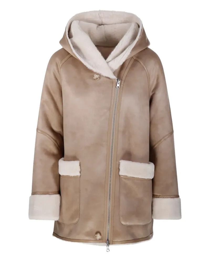 Urbancode Kapuzenmantel aus Faux Shearling - Nude Nude