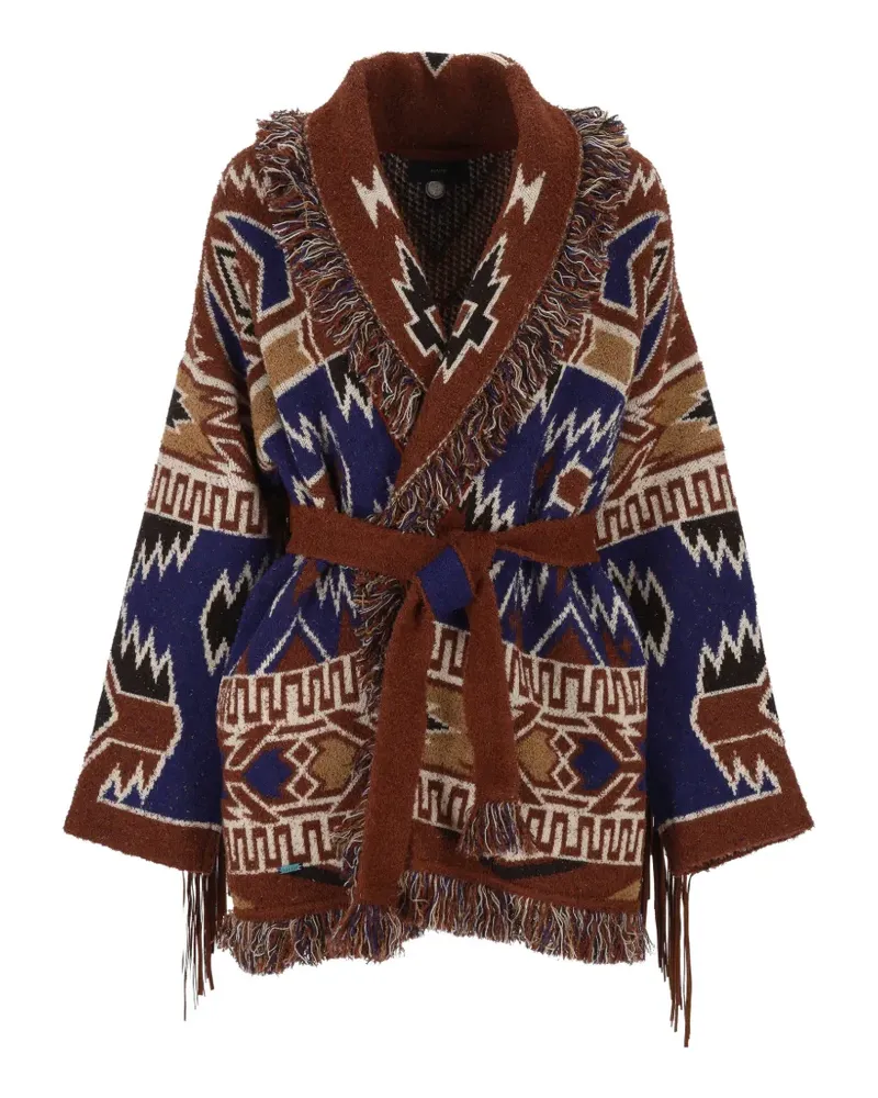 Alanui The Amazing Journey jacquard fringe-trimmed cardi-coat - Braun Braun