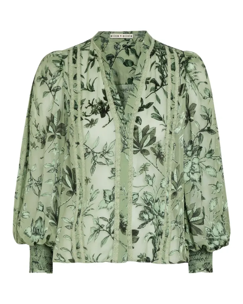 Alice + Olivia floral-print lace-trim blouse - Grün Grün