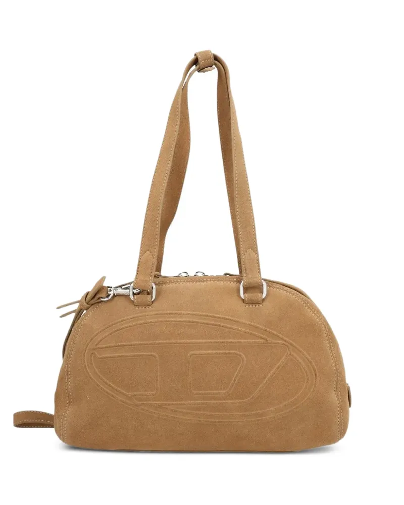 Diesel 1DR Dome Schultertasche aus Wildleder mit Oval D Logo - Braun Braun