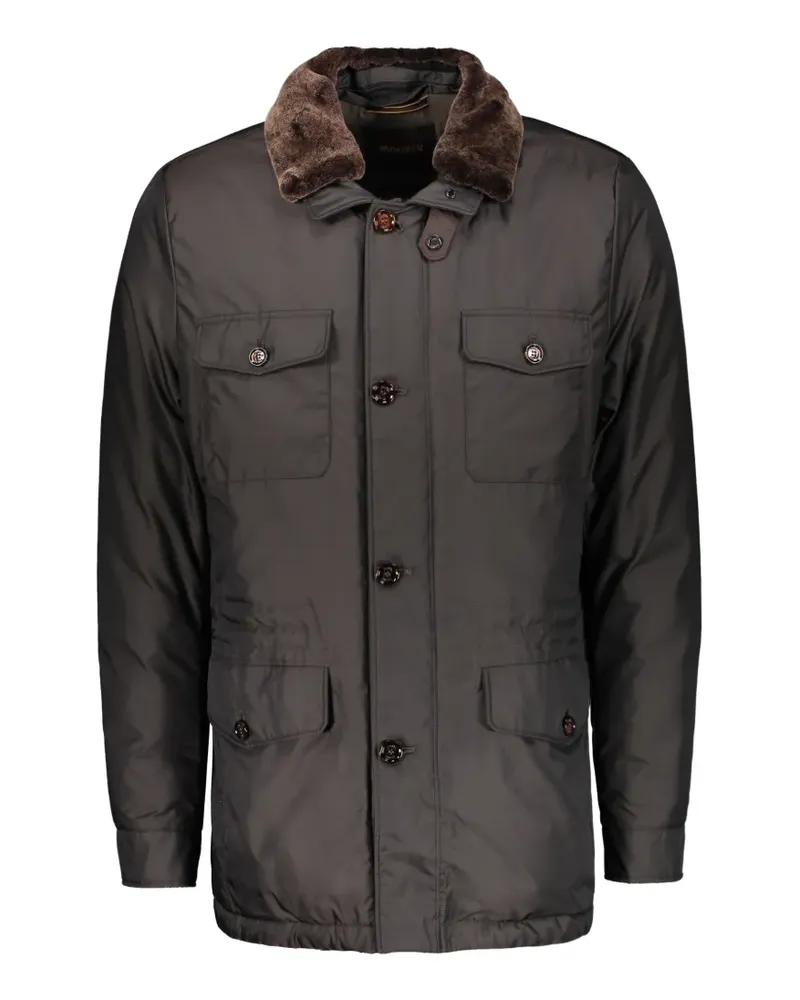 MOORER Jacke mit Faux-Fur-Kragen - Braun Braun
