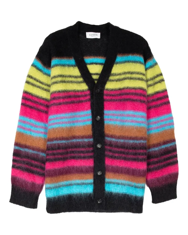 Laneus Gestreifter Cardigan - Schwarz Schwarz