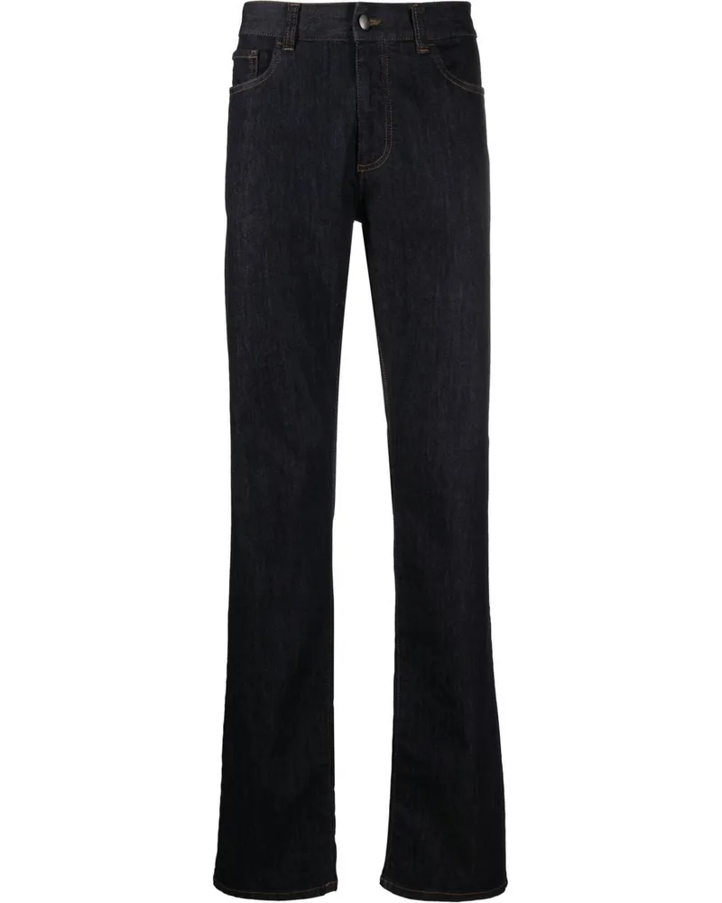 Canali Halbhohe Straight-Leg-Jeans - Blau Blau