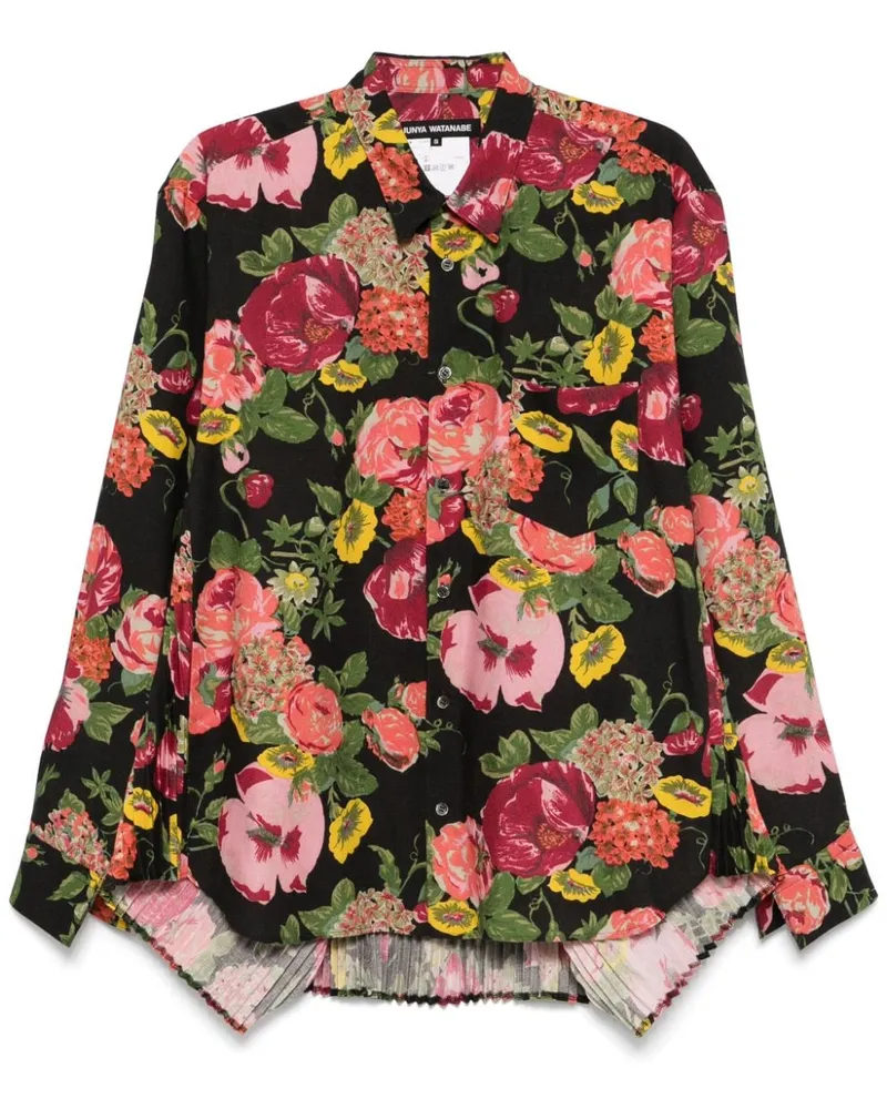 Junya Watanabe Hemd mit Blumen-Print - Schwarz Schwarz