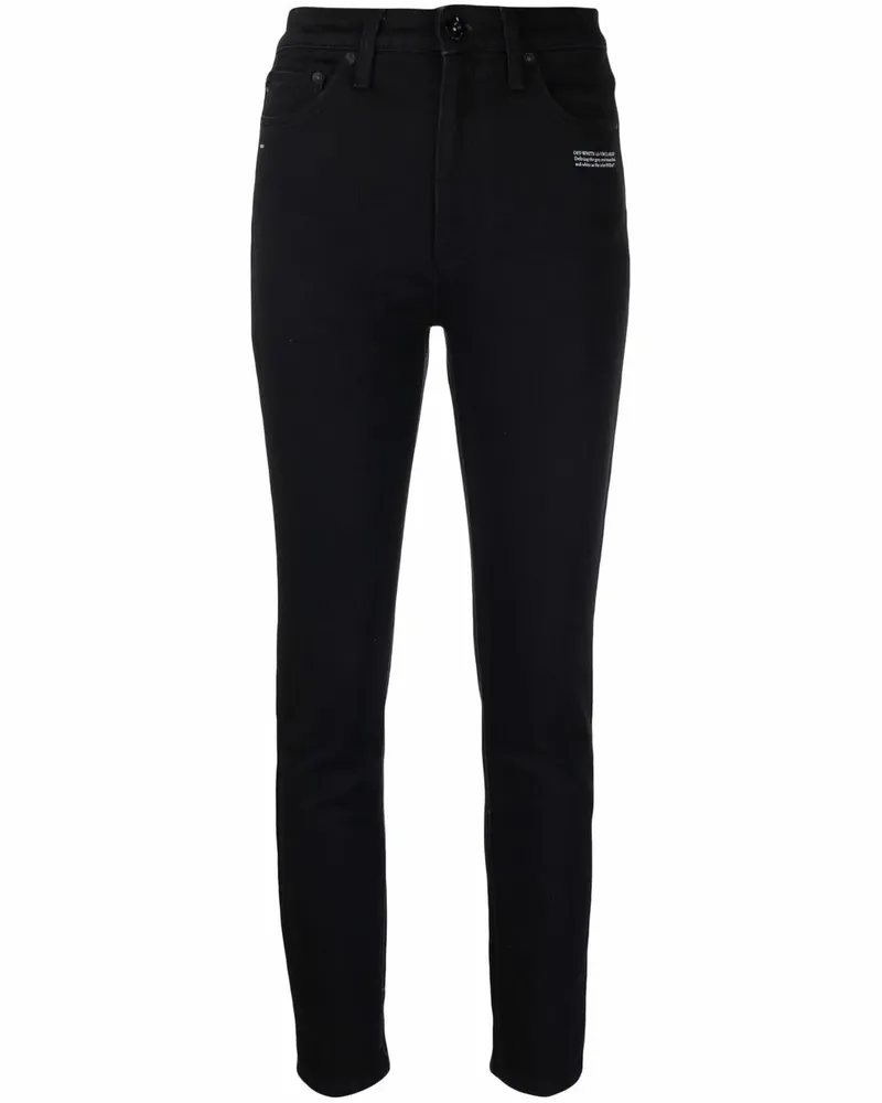 OFF-WHITE Skinny-Jeans mit Slogan-Print - Schwarz Schwarz