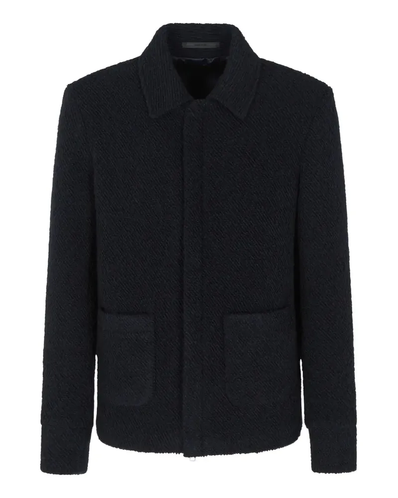 Giorgio Armani textured zip-up single breasted coat - Schwarz Schwarz