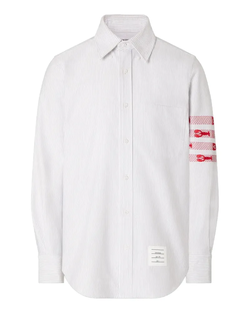 Thom Browne University Stripe 6-Bar Hummer-Oxford-Hemd - Grau Grau