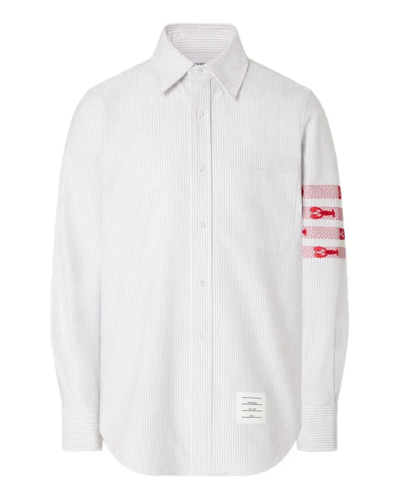 Thom Browne 4-Bar Hemd mit Hummerstickerei - Grau Grau