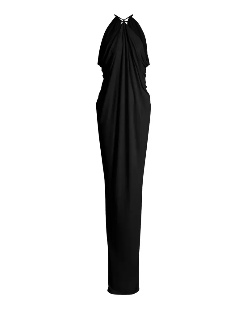 Alberta Ferretti Drapiertes Neckholder-Kleid - Schwarz Schwarz