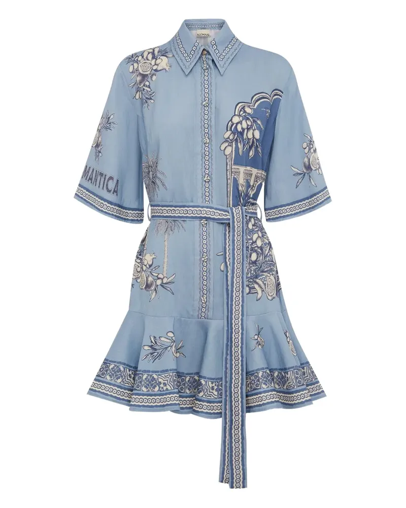 ALEMAIS belted printed mini dress - Blau Blau
