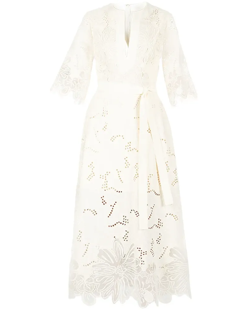 Elie Saab Besticktes Midikleid - Weiß Weiß