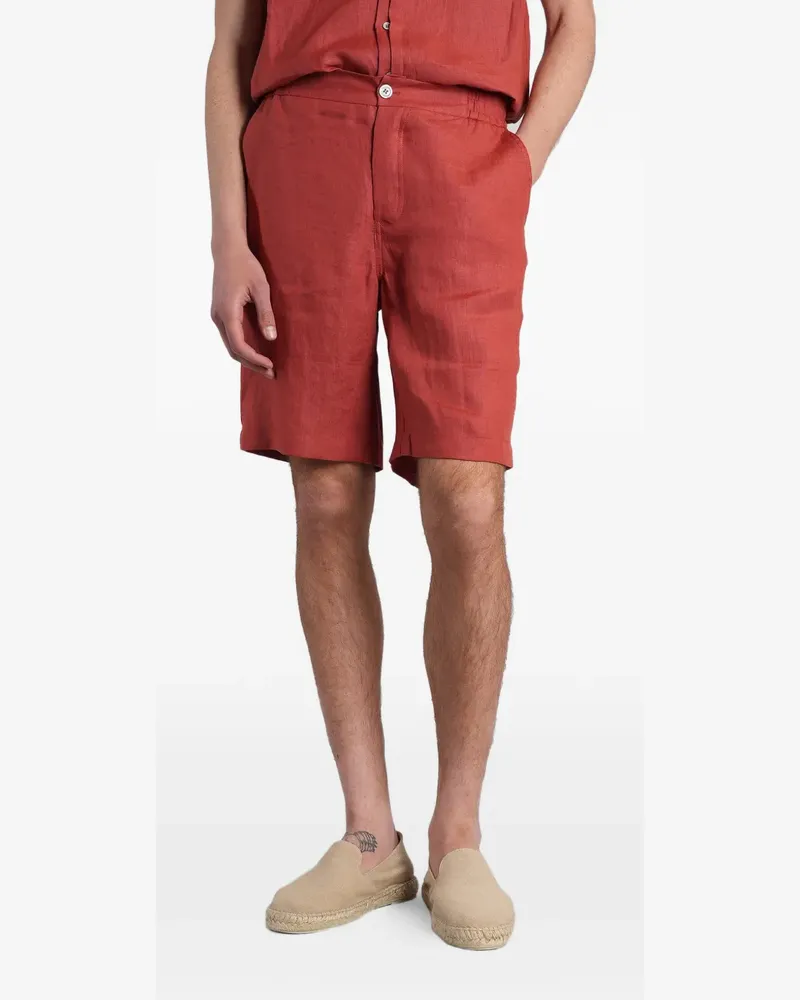 Alpha Studio elasticated-waist linen shorts - Rot Rot