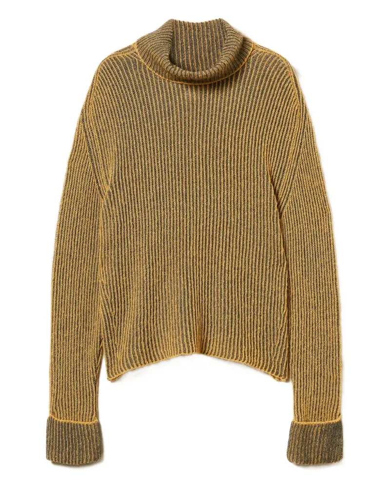 Twin-Set Gerippter Rollkragenpullover - Gelb Gelb