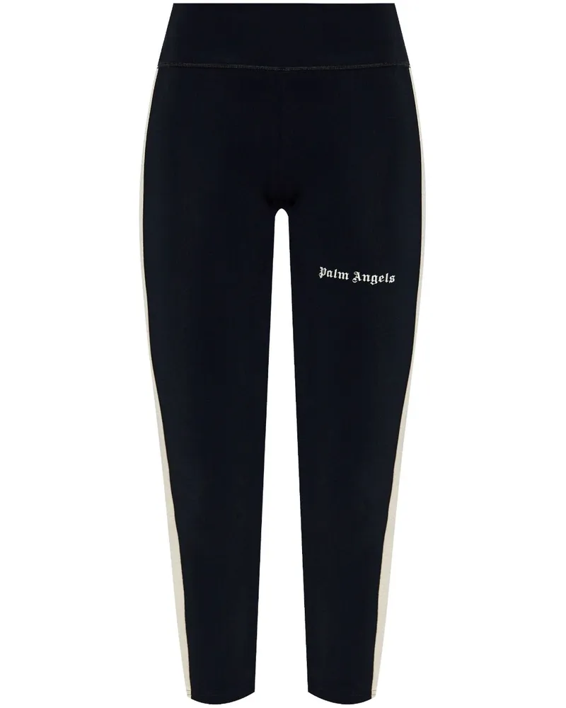 Palm Angels Cropped-Leggings mit Logo-Print - Schwarz Schwarz