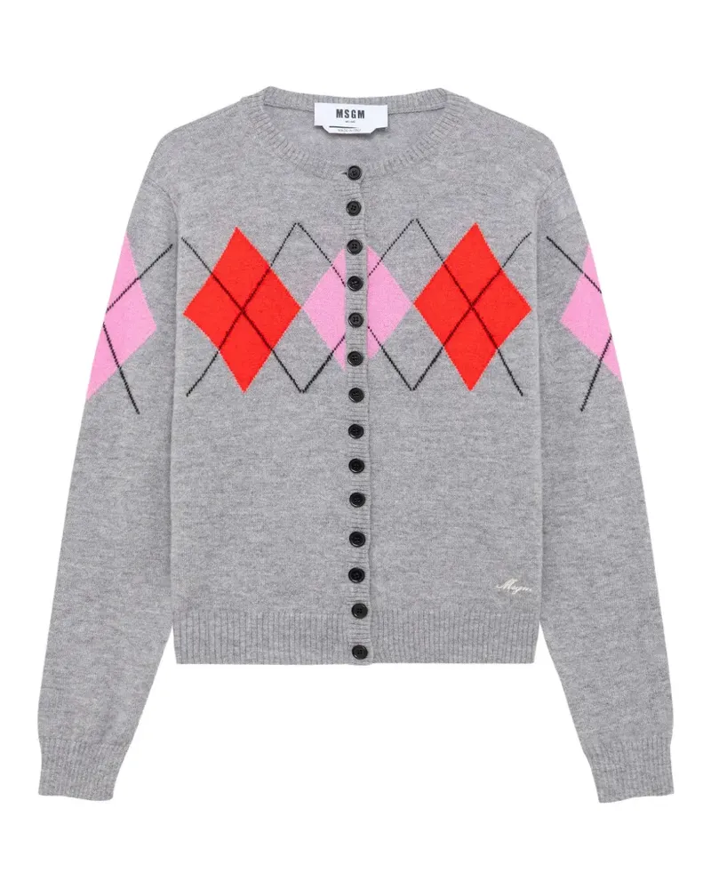 MSGM Cardigan mit Argyle-Muster - Grau Grau