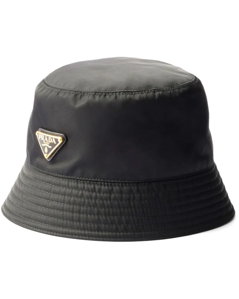 Prada Triangel-Fischerhut mit Logo - Schwarz Schwarz