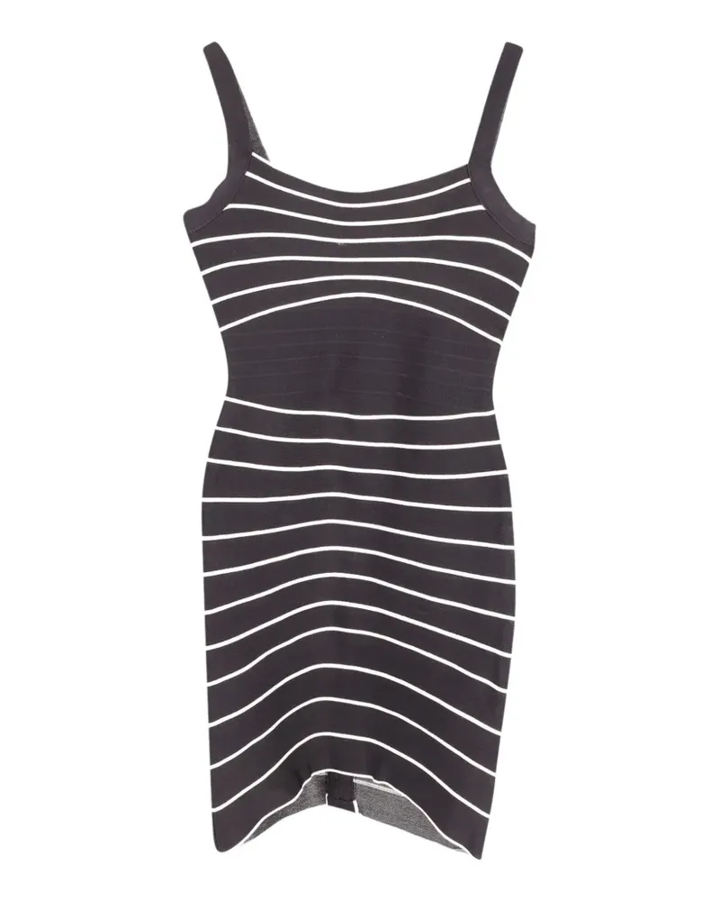 Hervé Léger square-neck striped mini dress - Schwarz Schwarz