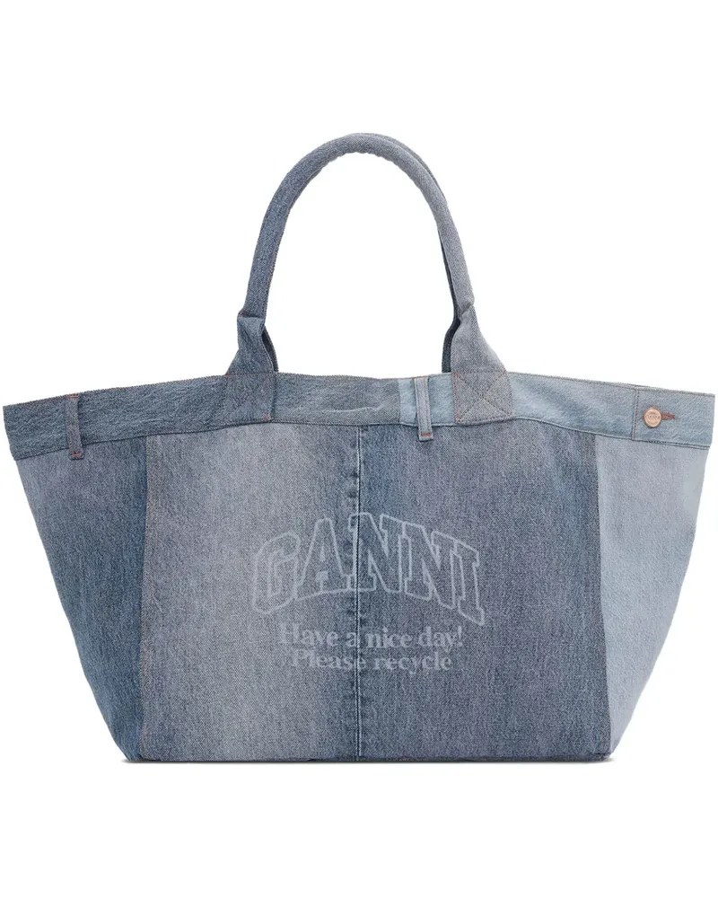 Ganni patchwork denim tote bag - Blau Blau