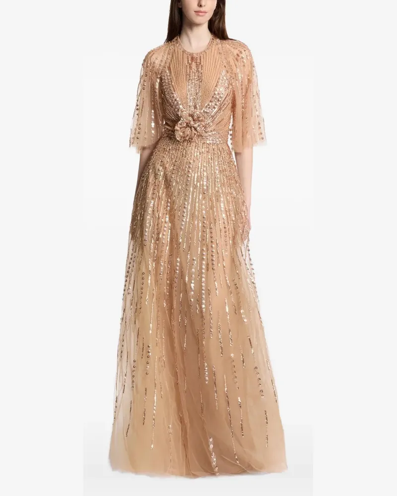 Elie Saab beaded embroidered cape - Nude Nude