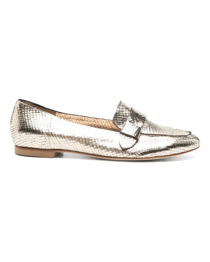 Anna F. snakeskin-effect metallic loafers - Gold Gold