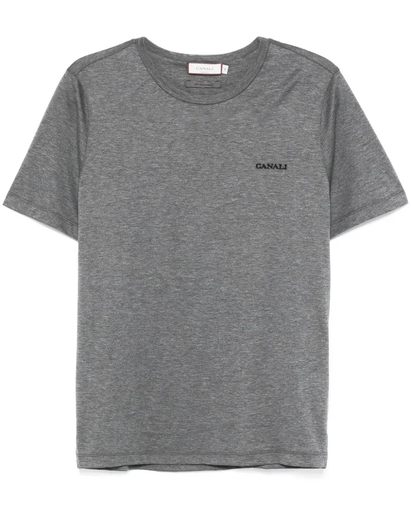 Canali T-Shirt mit Logo-Stickerei - Grau Grau
