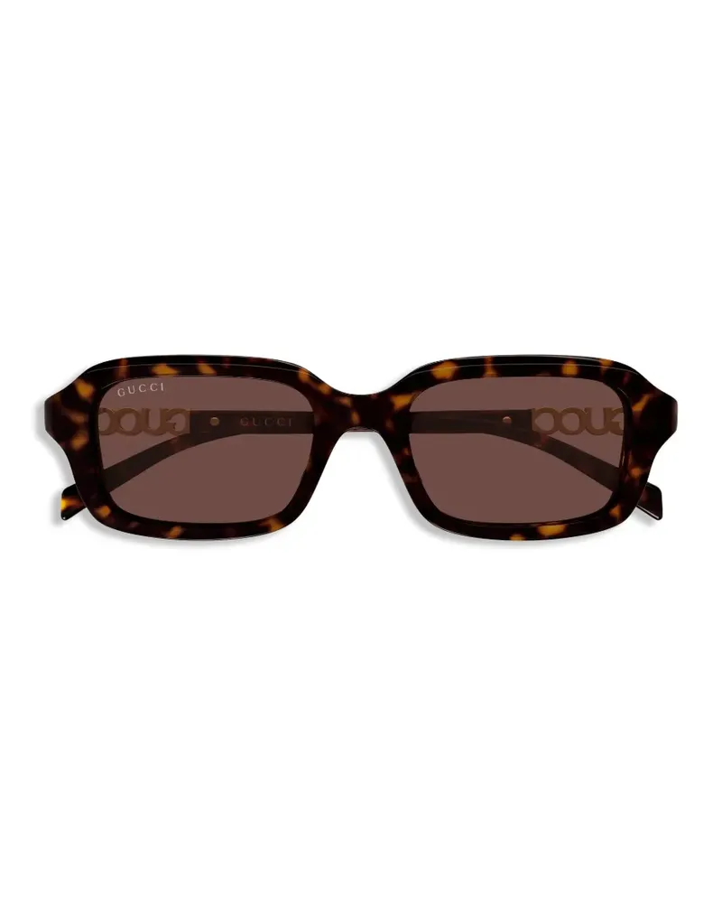 Gucci Eckige Sonnenbrille mit Logo - Braun Braun