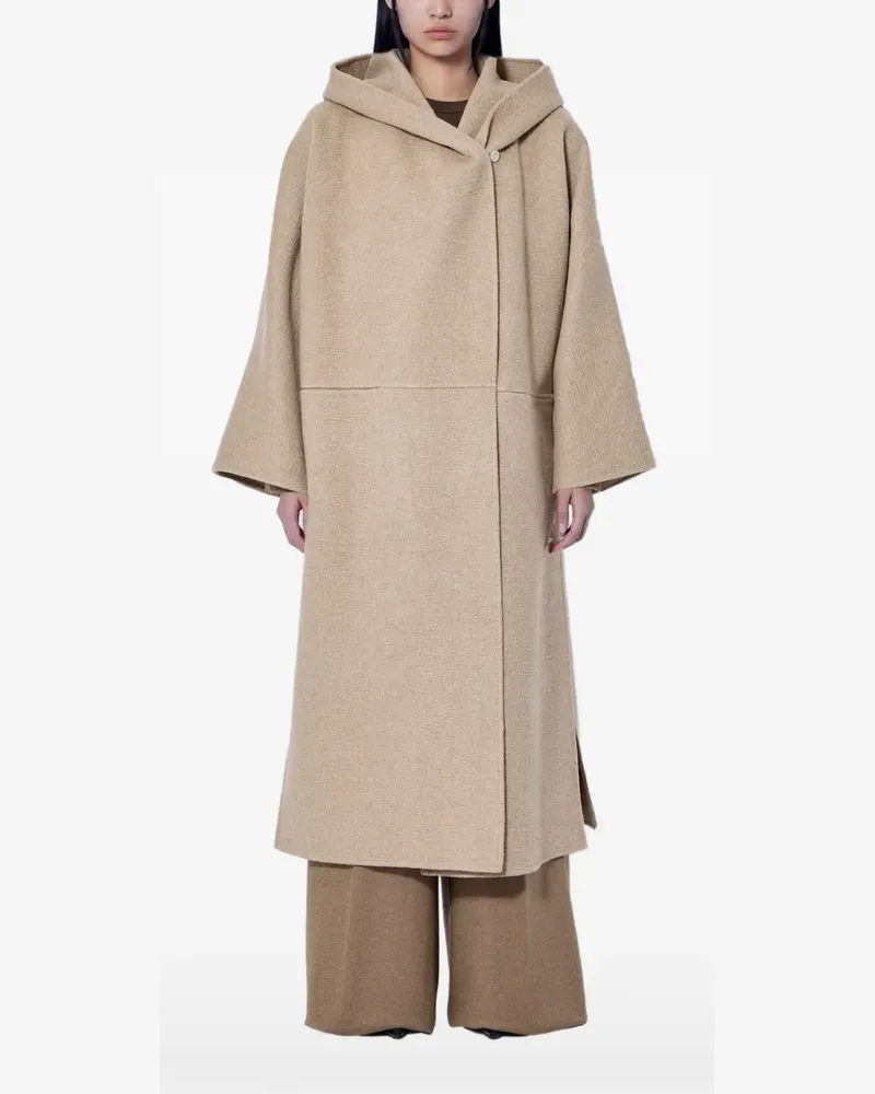 Max Mara Asymmetrischer Kapuzenmantel - Nude Nude