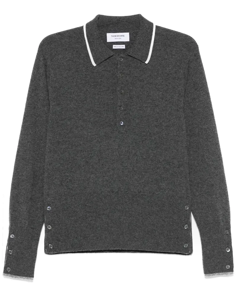 Thom Browne Intarsien-Poloshirt aus Kaschmir - Grau Grau