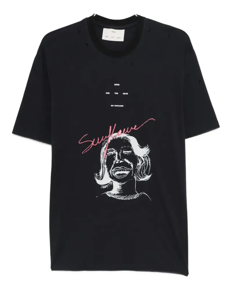 Song For The Mute sunflower oversized tee T-Shirt - Blau Blau