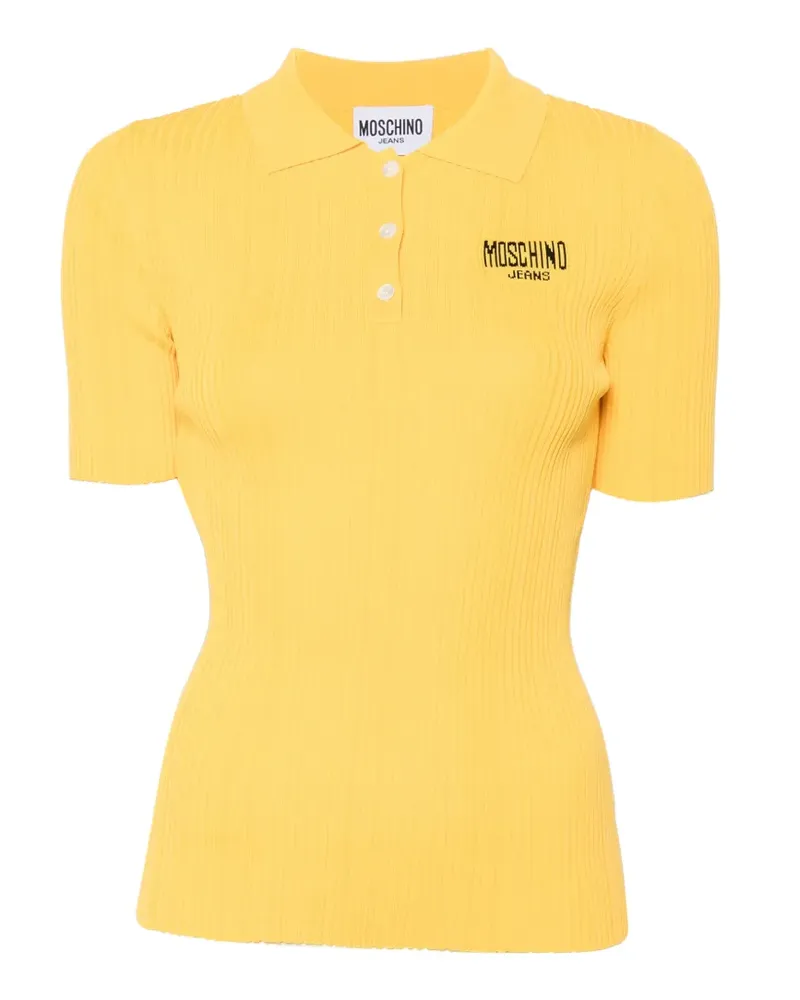 Moschino ribbed-knit logo-embroidered T-shirt - Gelb Gelb