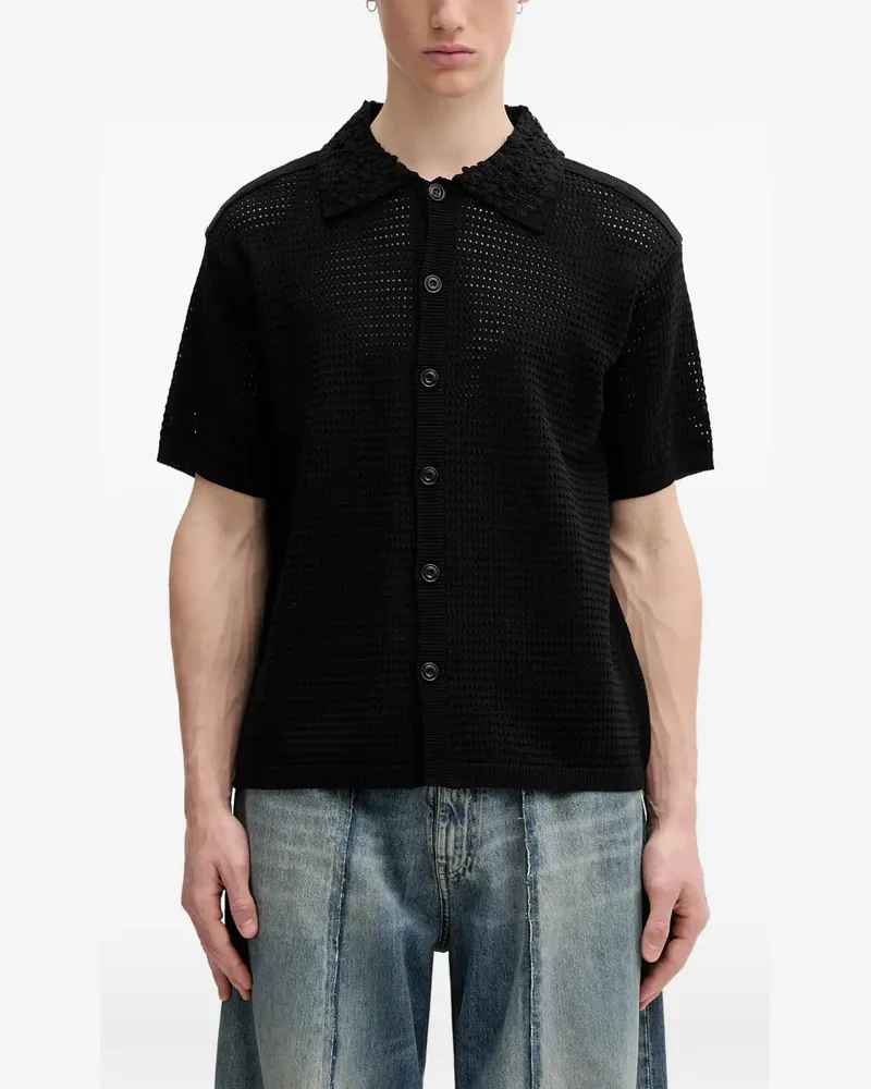 Andersson Bell crochet-collar mesh-knit shirt - Schwarz Schwarz