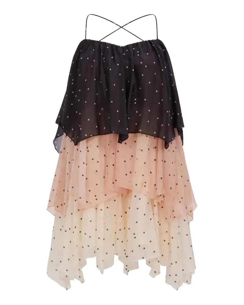 Aje. Gestuftes Songstress Minikleid mit Polka Dots - Schwarz Schwarz