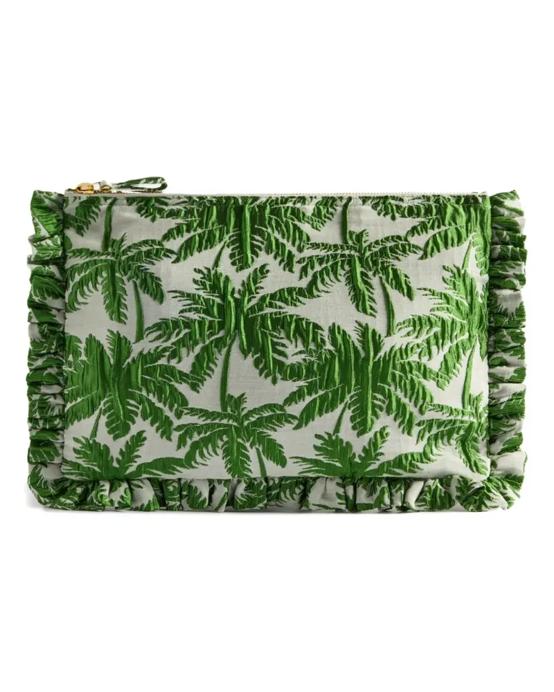 La DoubleJ Gerüschte Clutch mit Palmen-Print - Grün Grün