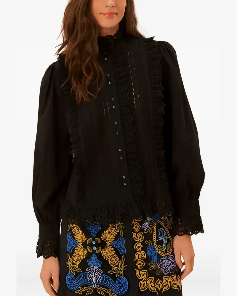 FARM Rio cotton laced shirt - Schwarz Schwarz