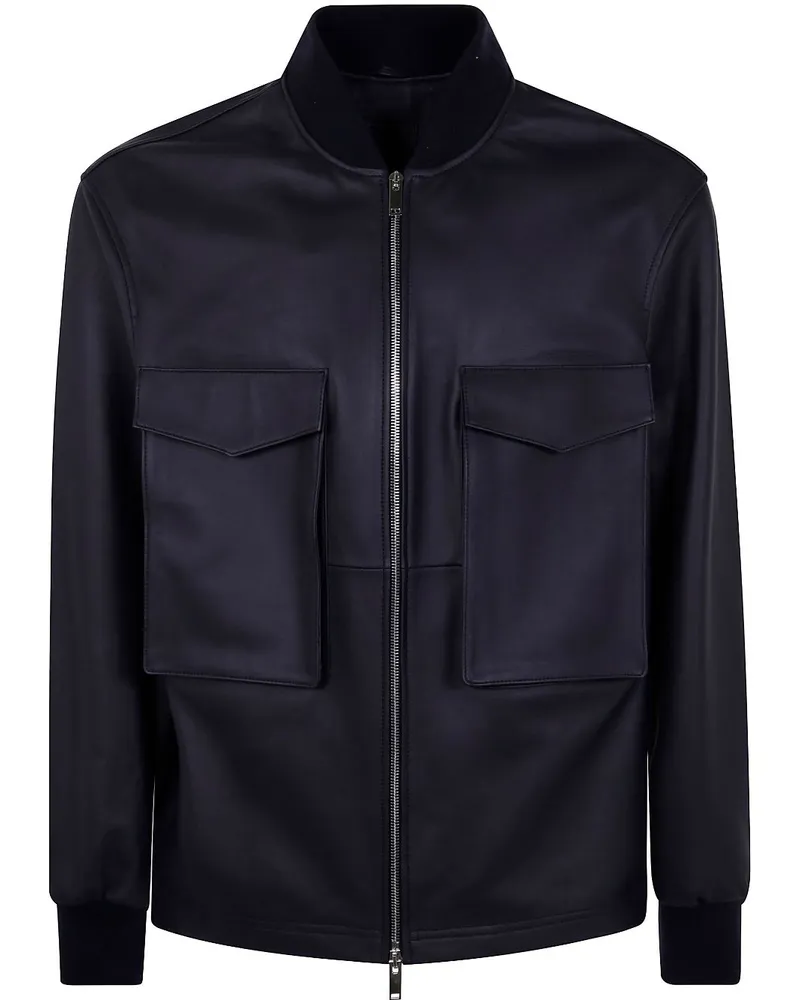 DESA Klassische Lederjacke - Blau Blau