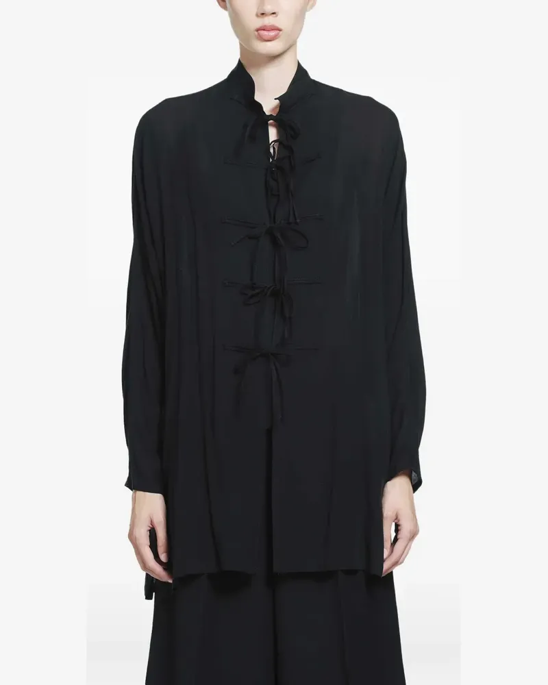 Yohji Yamamoto ribbon-detail mini dress - Schwarz Schwarz