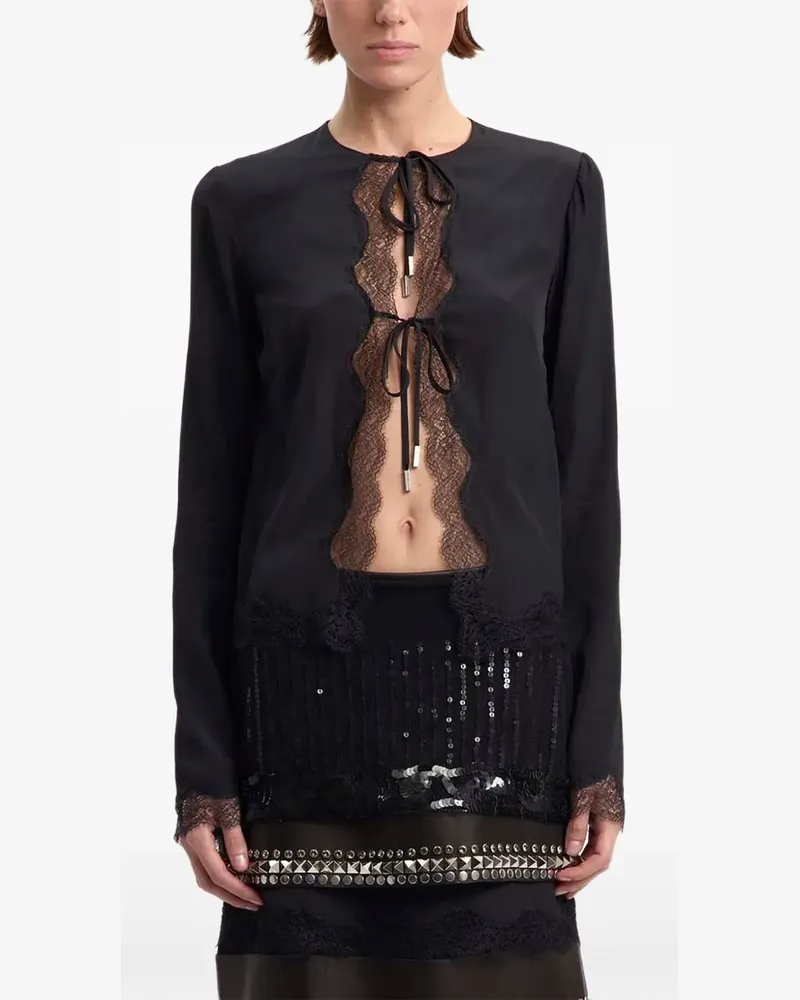 16ARLINGTON Filipa lace-trims blouse - Schwarz Schwarz