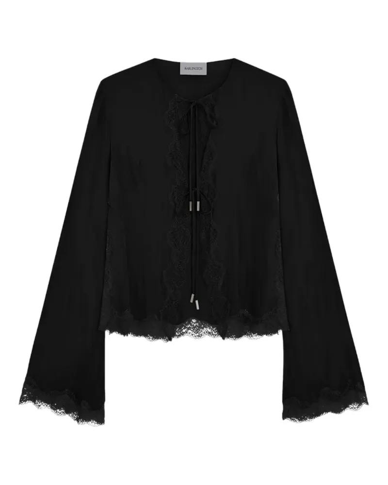16ARLINGTON Filipa lace-trims blouse - Schwarz Schwarz