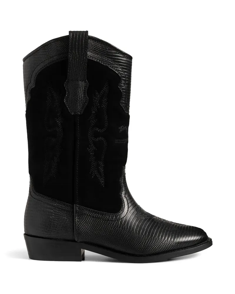 Zadig & Voltaire Cowboystiefel mit spitzer Kappe - Schwarz Schwarz