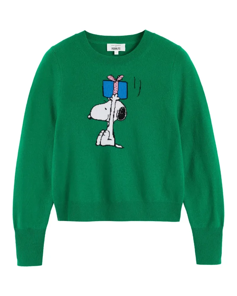Chinti & Parker Pullover mit Snoopy-Intarsie - Grün Grün