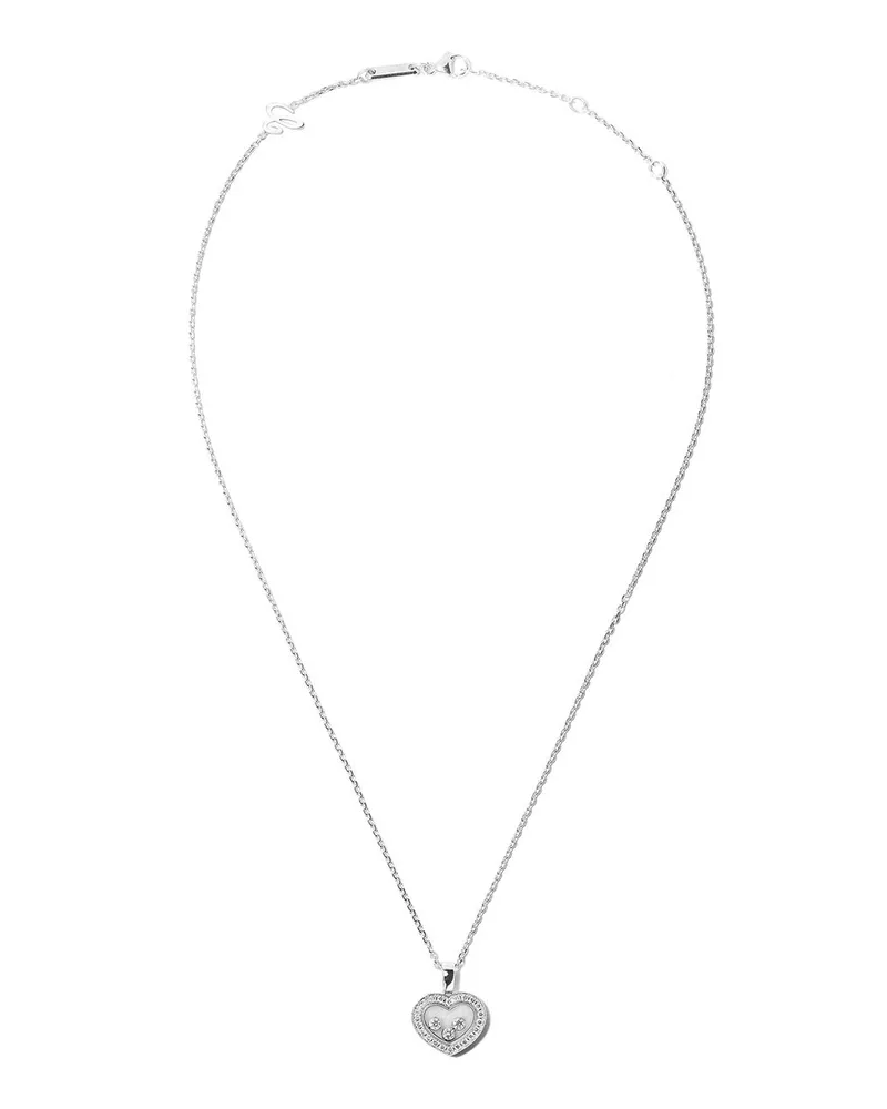 Chopard 18kt 'Happy Diamonds Icons' Weißgoldhalskette mit Diamant - Silber Silber