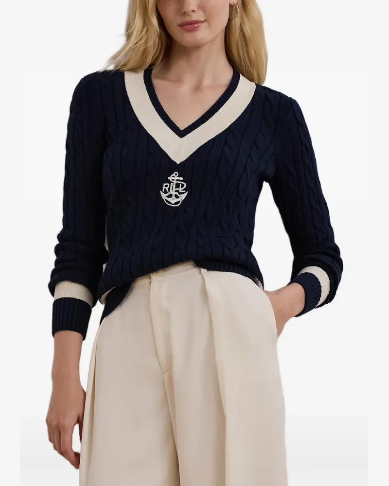 Ralph Lauren cable-knit V-neck sweater - Blau Blau