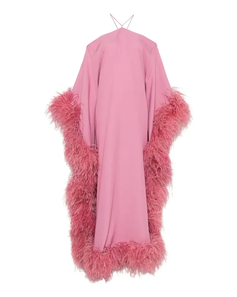 Taller Marmo feather-trim halterneck maxi dress - Rosa Rosa