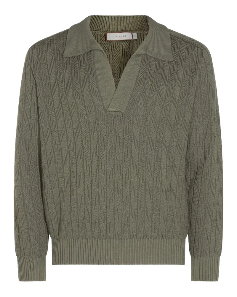 Canali cable-knit polo-collar sweater - Grün Grün