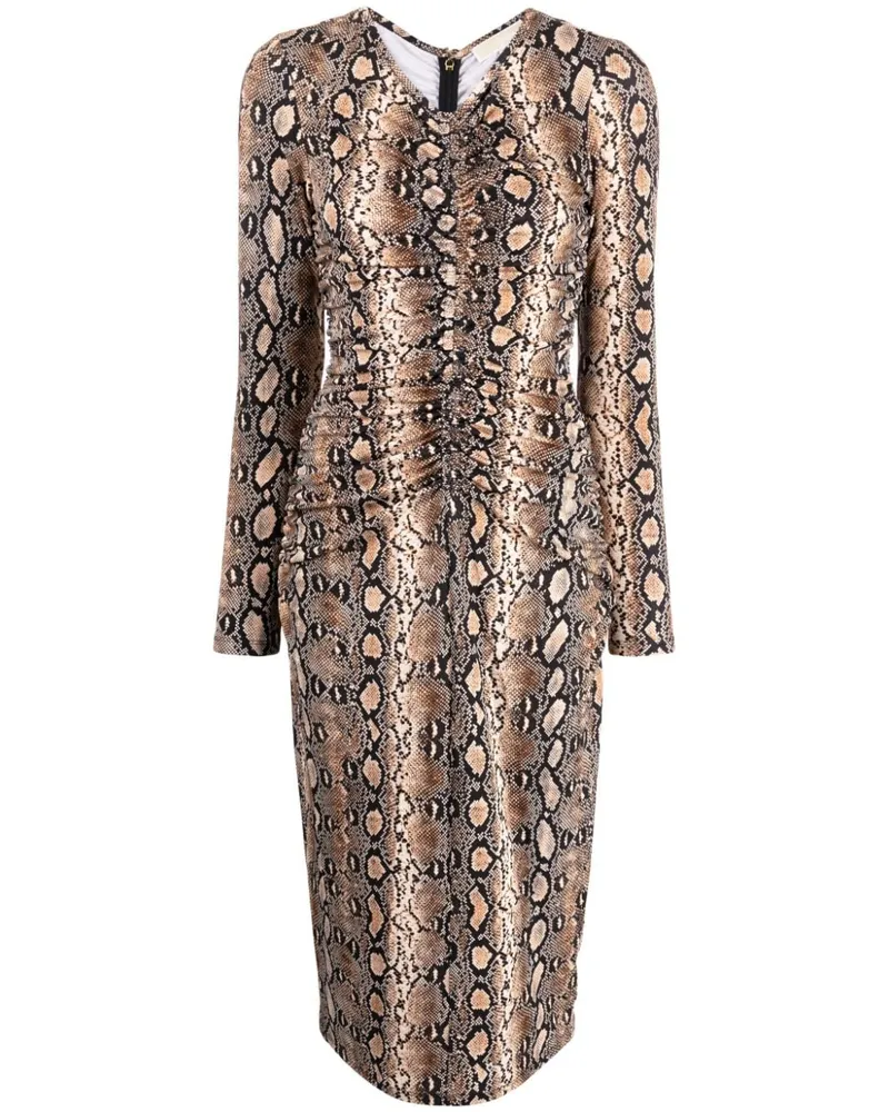 Michael Kors Midikleid mit Schlangenleder-Print - Braun Braun