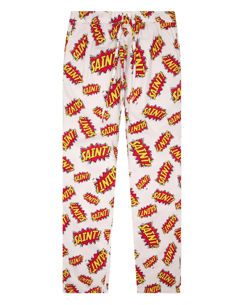 SAINT MXXXXXX Pow Hose mit Comic-Print - Weiß Weiß